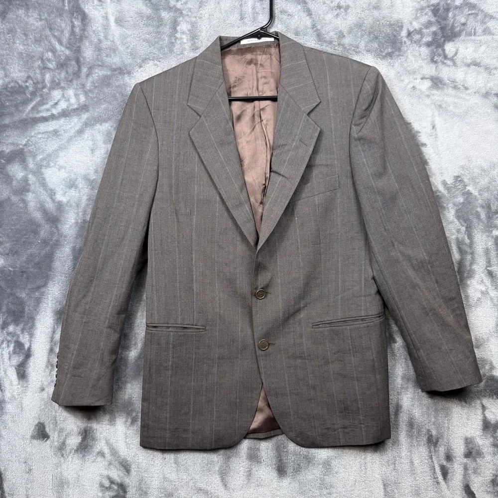 Yves Saint Laurent Blazer Mens L Brown Pinstripe Wool Sport Coat Made in France